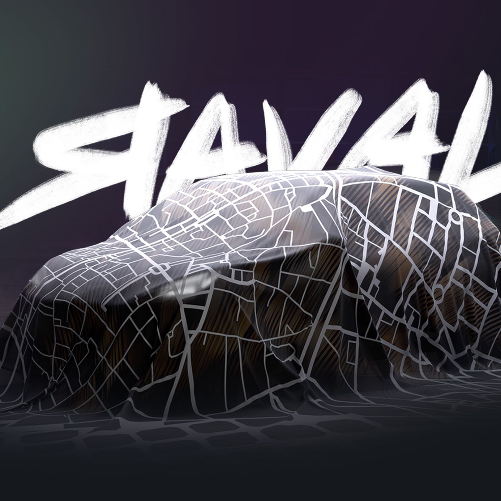 Raval verdeckt mit Schriftzug im Hintergrund