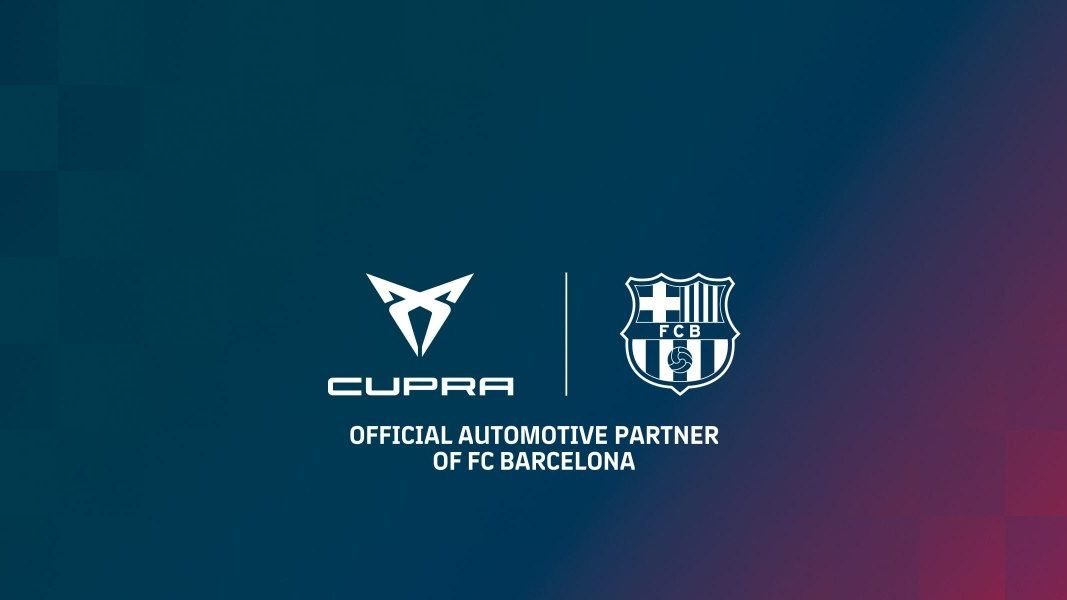 Logos von CUPRA und dem FC Barcelona.