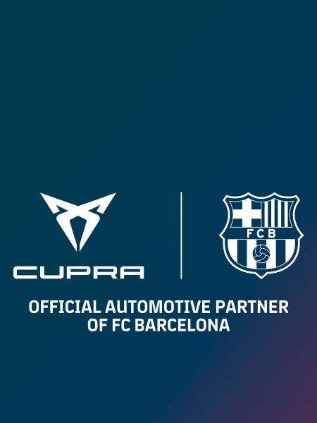 Logos von CUPRA und dem FC Barcelona.