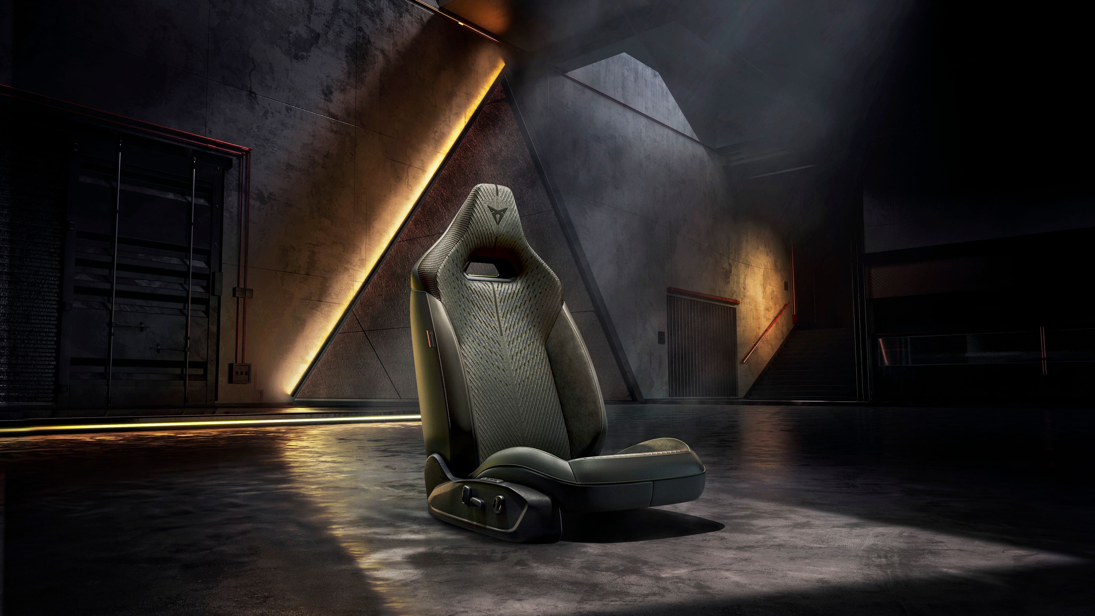 Innenansicht, die die Tribe-Polsterung und die Designdetails der Sitze zeigt.