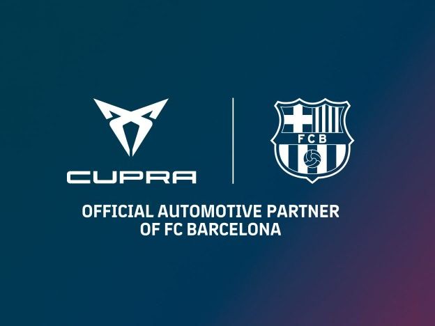 Logos von CUPRA und dem FC Barcelona.