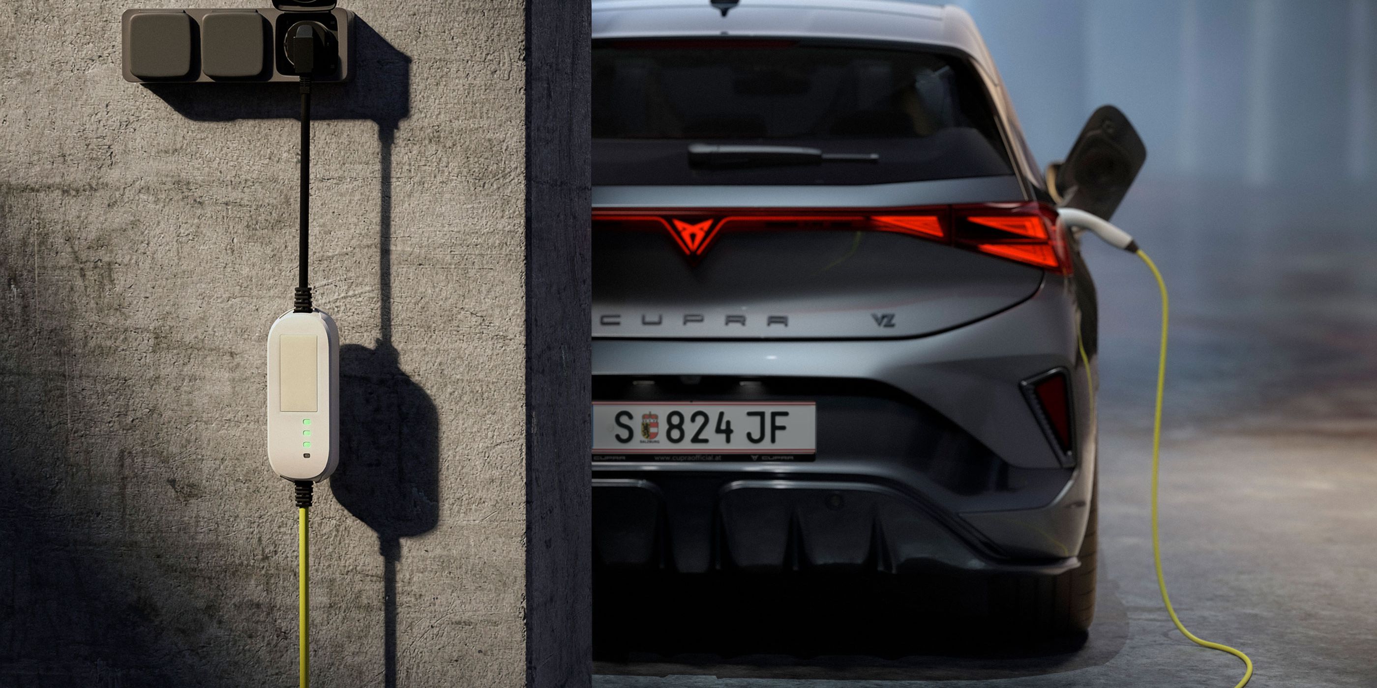 Ladesystem des CUPRA Born VZ. Das Auto wird bequem zu Hause aufgeladen.