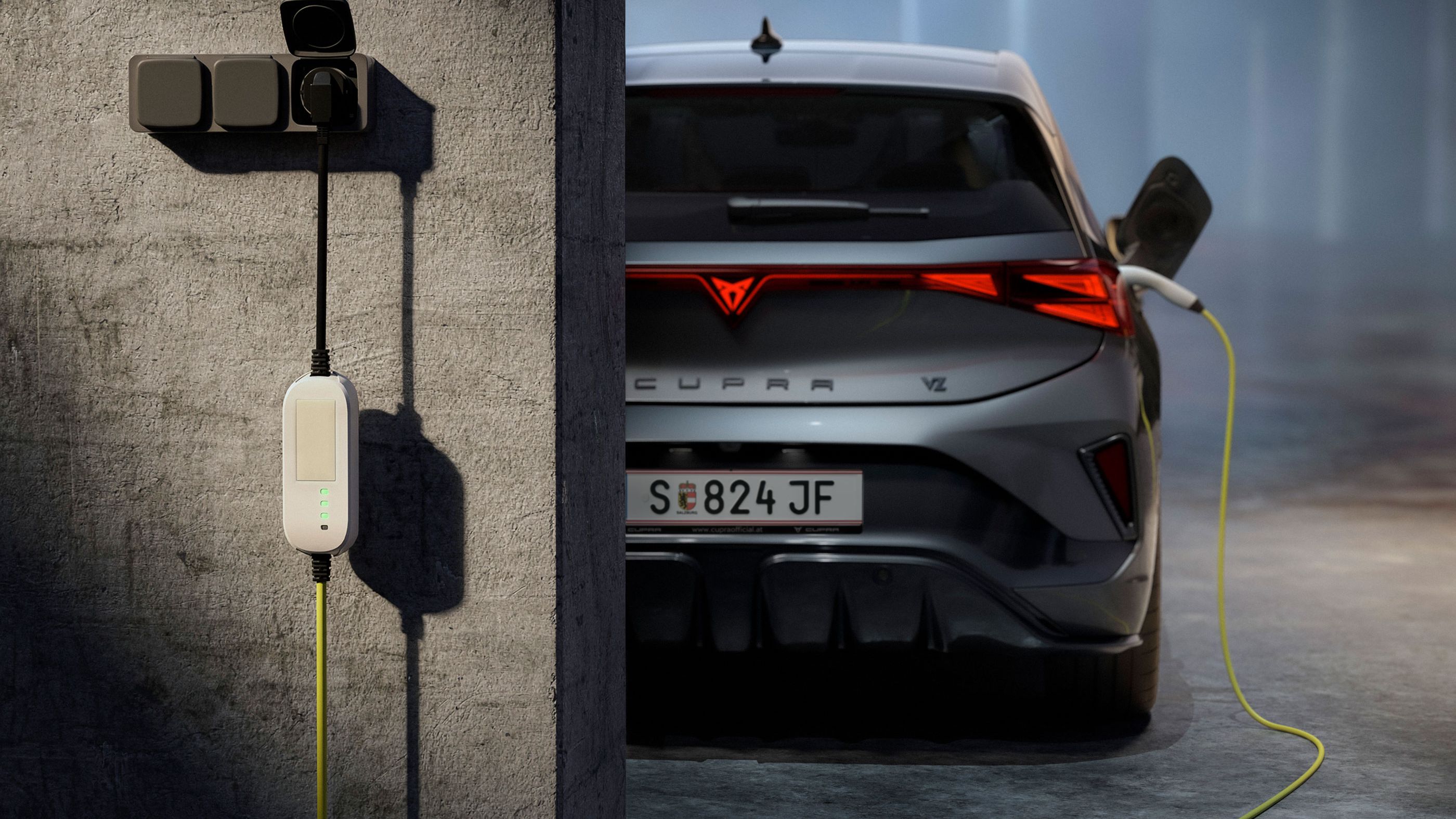 Ladesystem des CUPRA Born VZ. Das Auto wird bequem zu Hause aufgeladen.