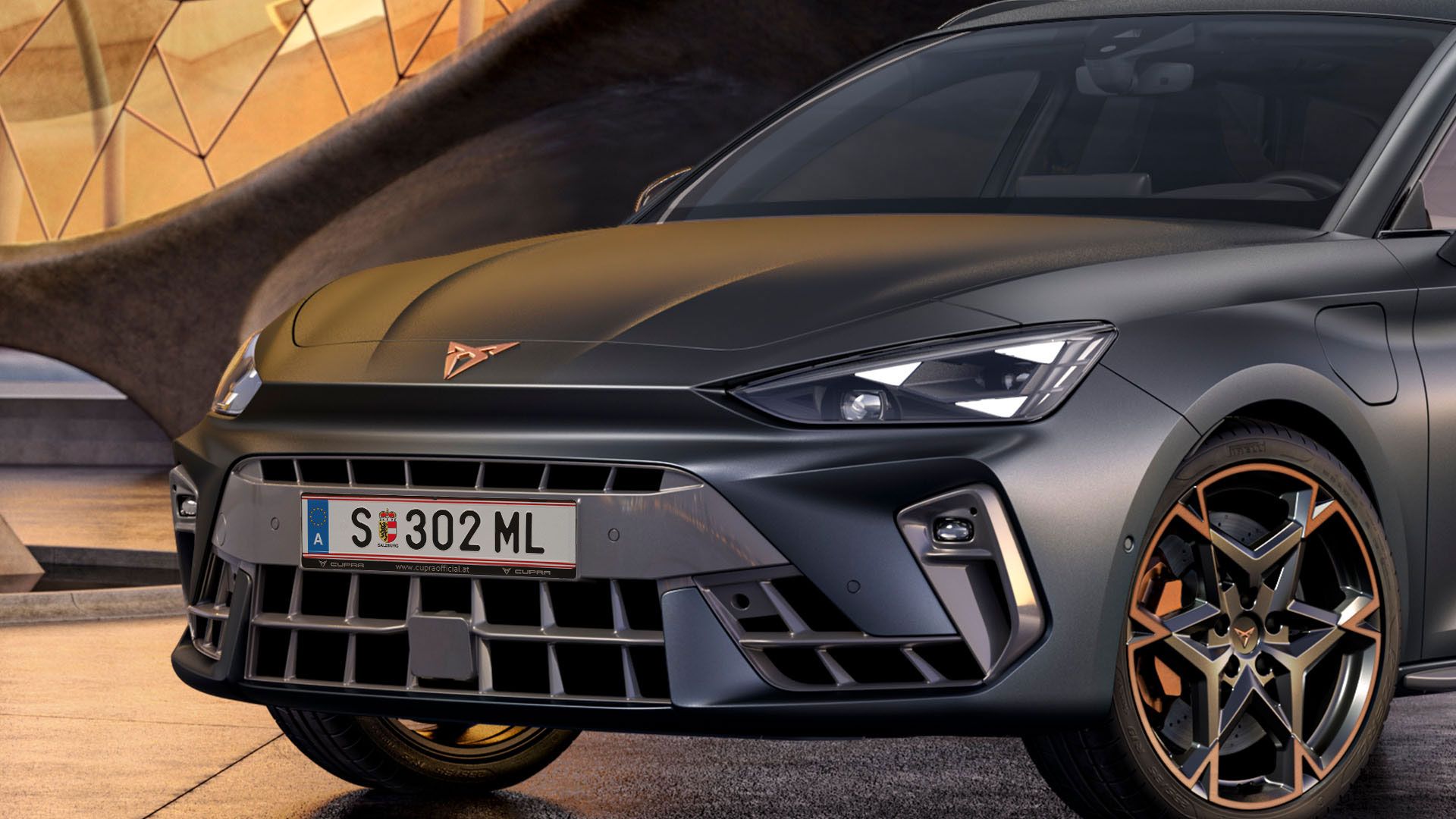 Fokusansicht der Matrix Led Leuchten eines CUPRA Leon Sportstourer.