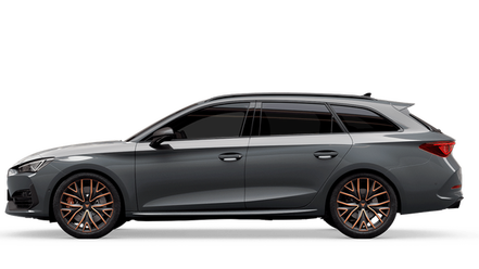 Seitenansicht eines grauen CUPRA Leon Sportstourer.