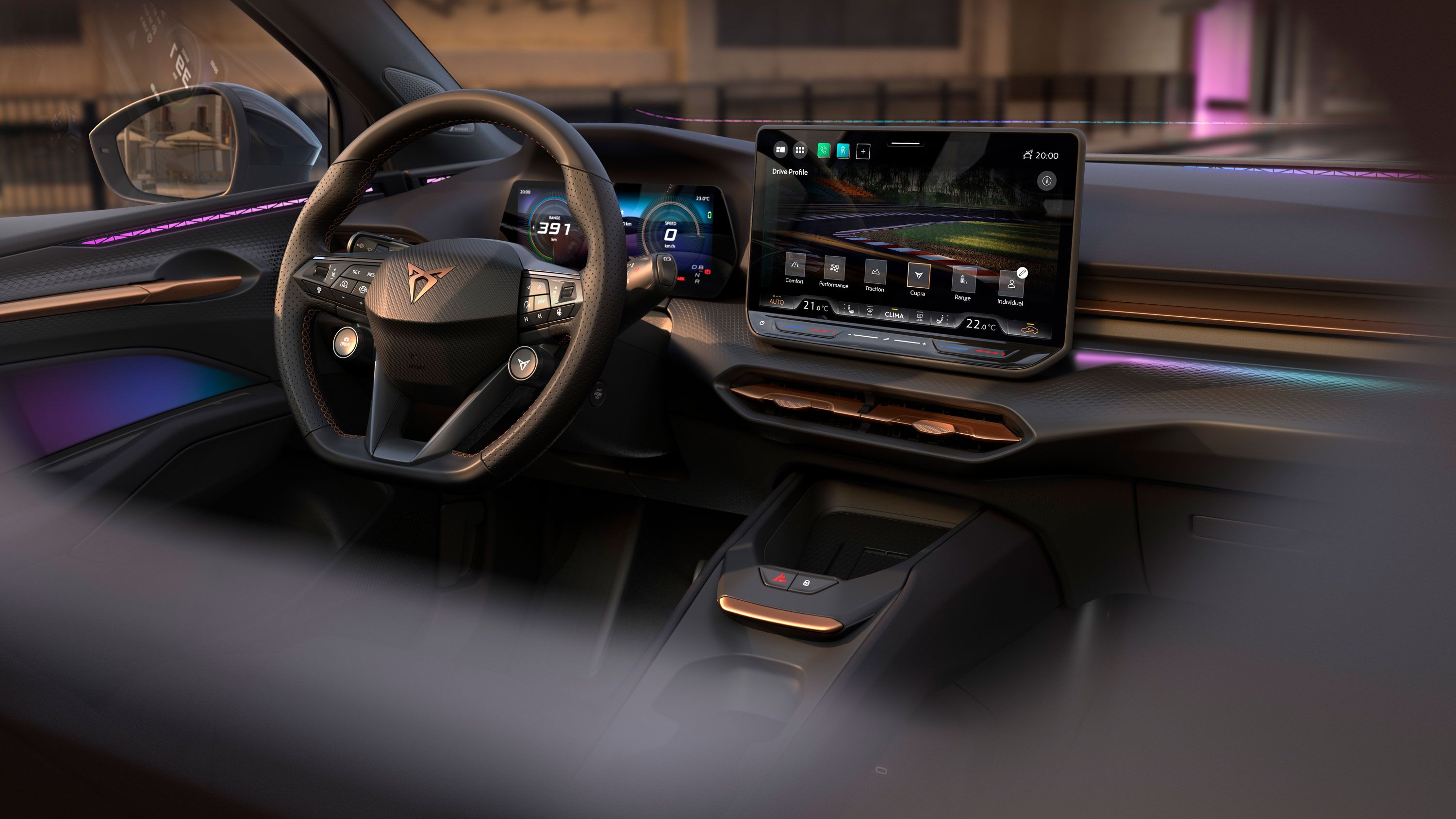 Innenansicht vom Cockpit des CUPRA Raval