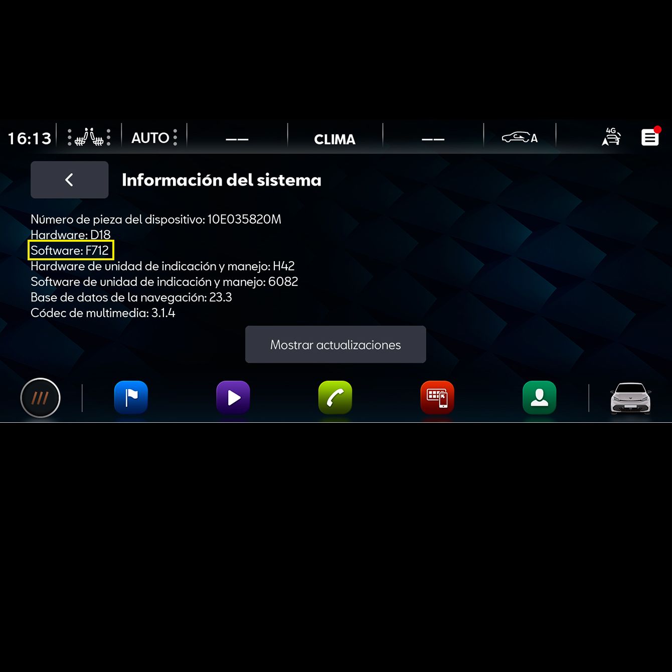 Graphische Darstellung zur Information welche Software Version auf dem CUPRA vorhanden ist.