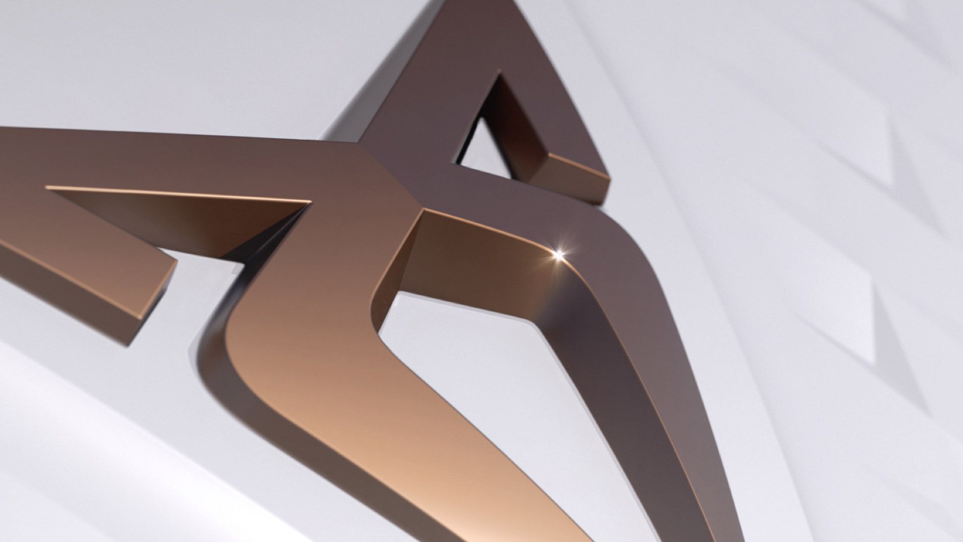 Das kupferfarbene CUPRA Logo.