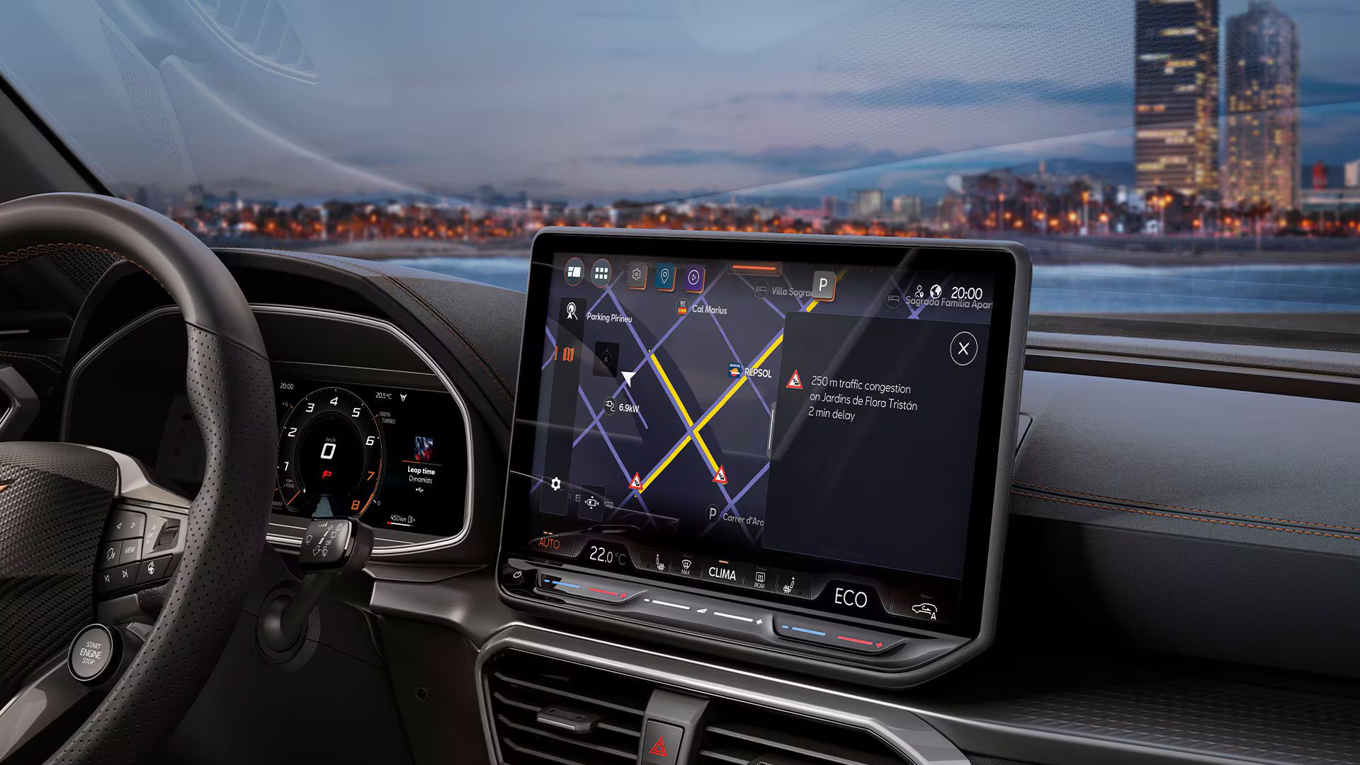 Detailansicht des Navigationssystems eines CUPRA Formentor.